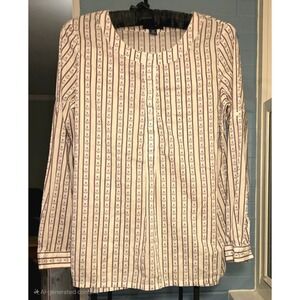 Tommy Hilfiger Anchor Print Blouse Long Sleeve Half Button‎ Down Top  Size S